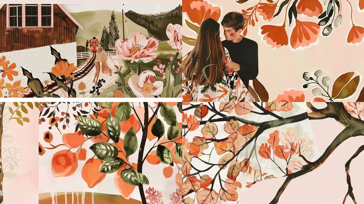 Autumnal Serenity: A Harmonious Fusion of Nature and Human Touch in Art - Midjourney sref style