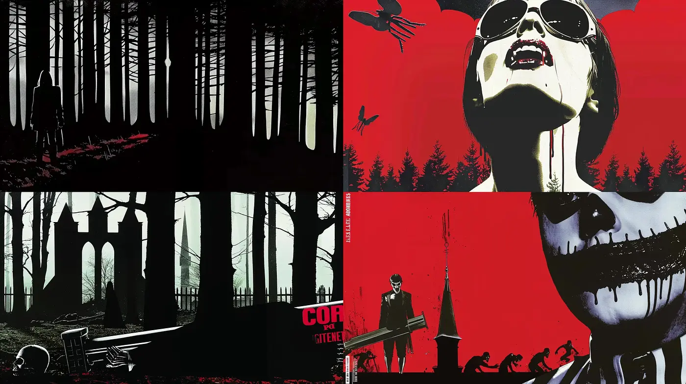 Stark Contrasting Silhouettes with a Pop Art Essence - Midjourney sref style