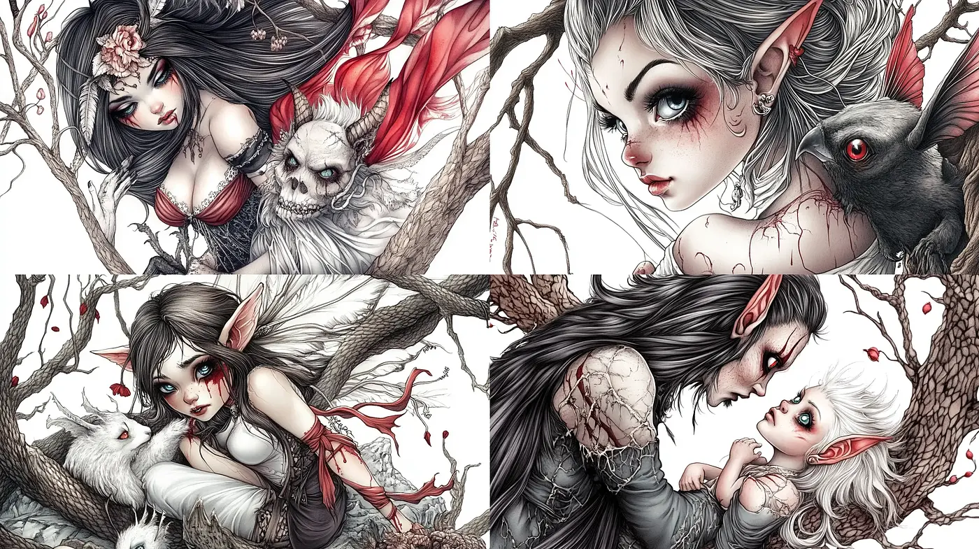 Enchanting Gothic Fantasy with Ethereal Overtones - Midjourney sref style