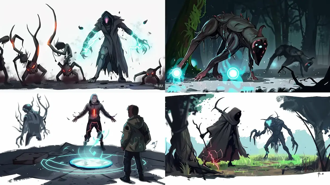 Dark Fantasy Concept Art with Ethereal Elements - Midjourney sref style