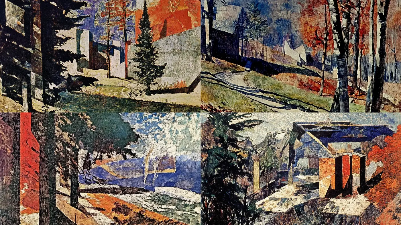 Abstract Textural Harmony in Rustic Hues - Midjourney sref style