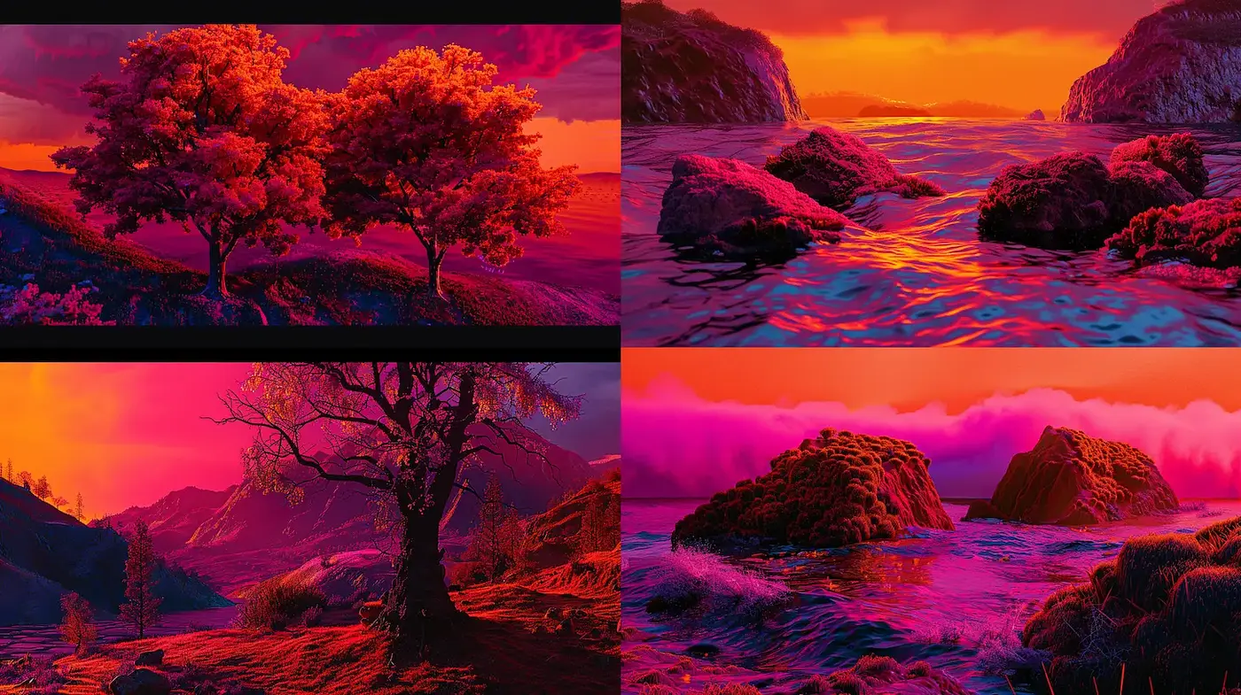 Vibrant Surreal Landscapes with a Dreamlike Atmosphere - Midjourney sref style