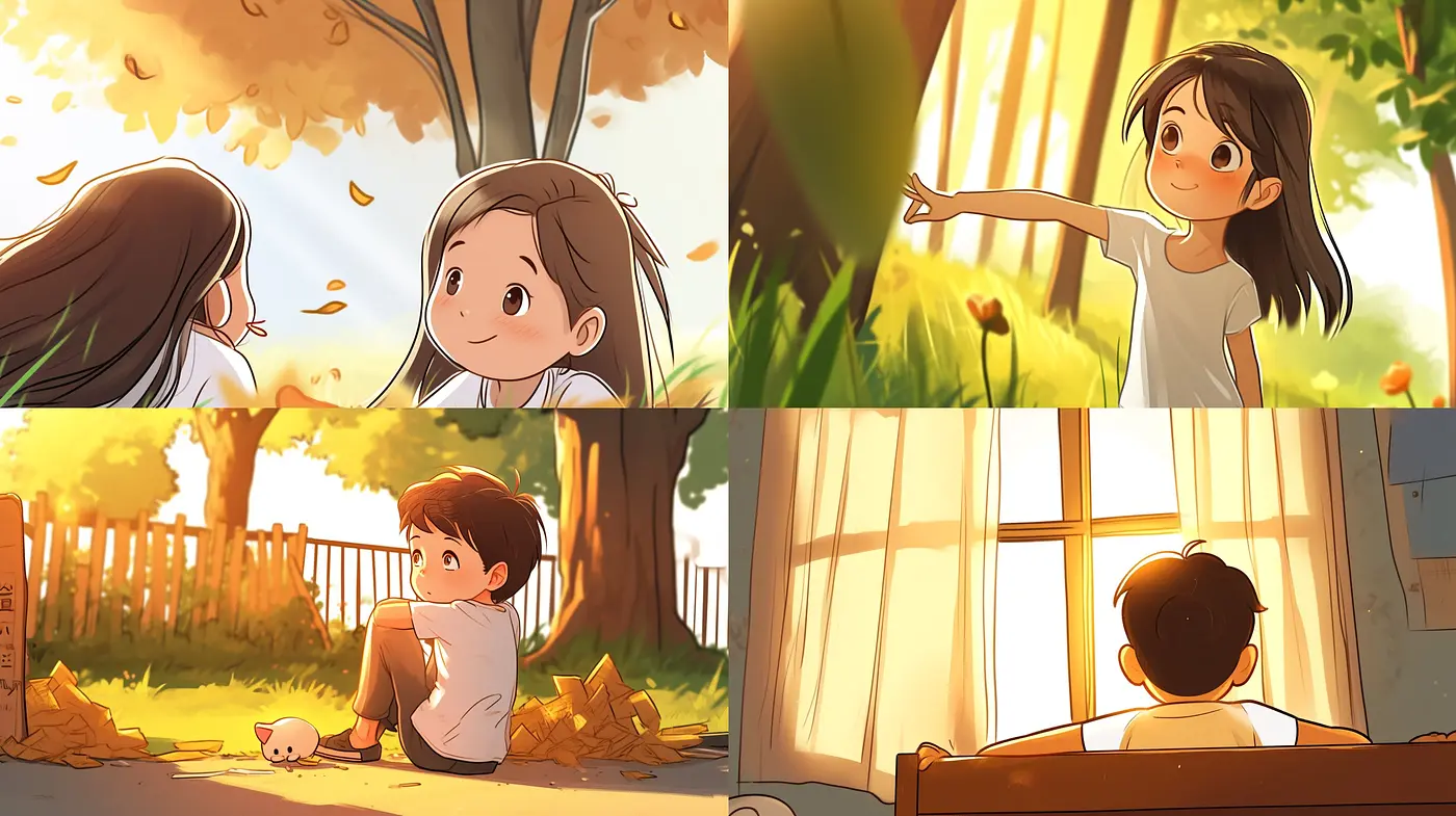 Nostalgic Warmth and Soft Hues in Idyllic Storybook Illustrations - Midjourney sref style