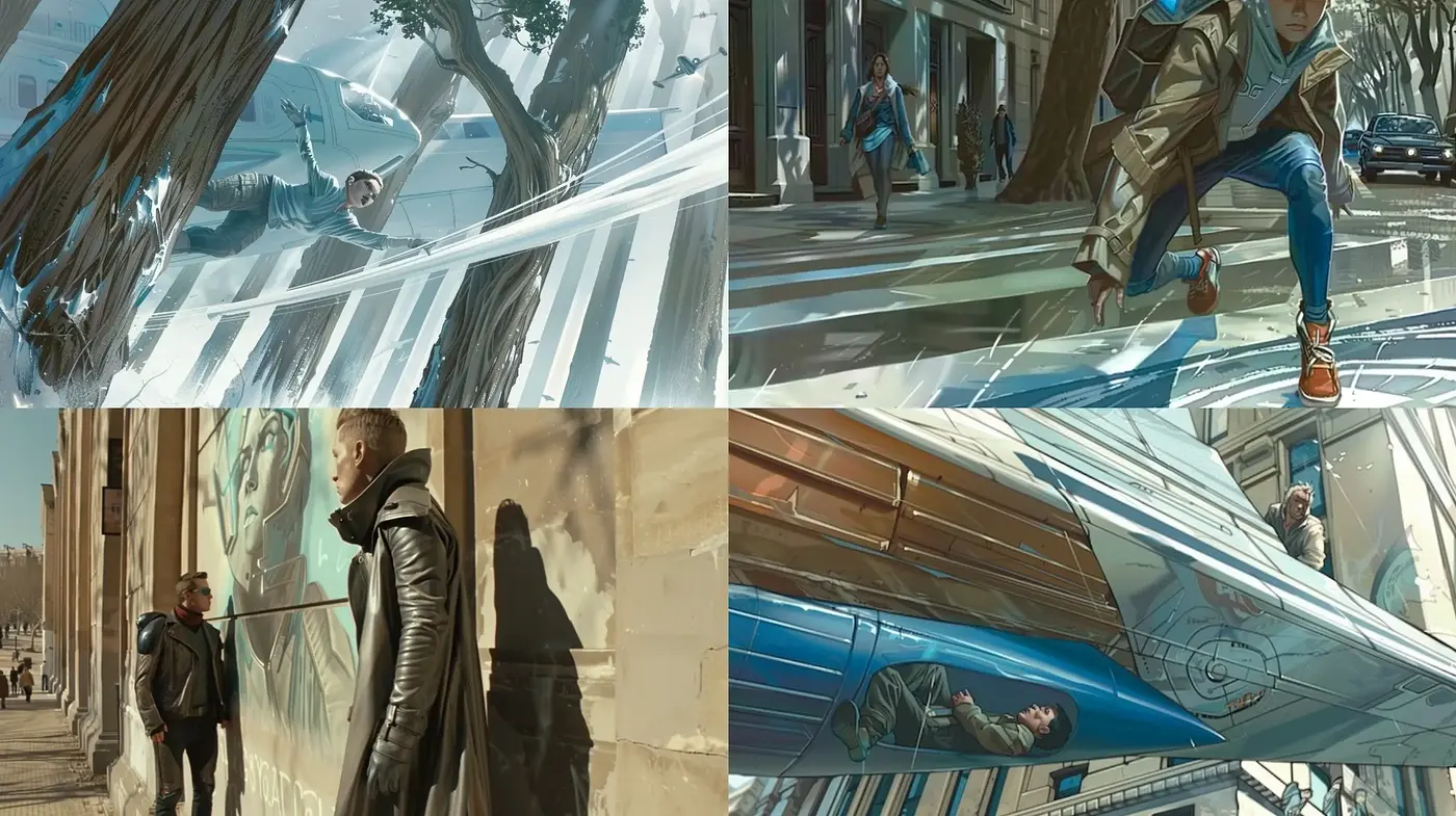 Dynamic Brushwork and Muted Earth Tones in Contemporary Concept Art - Midjourney sref style