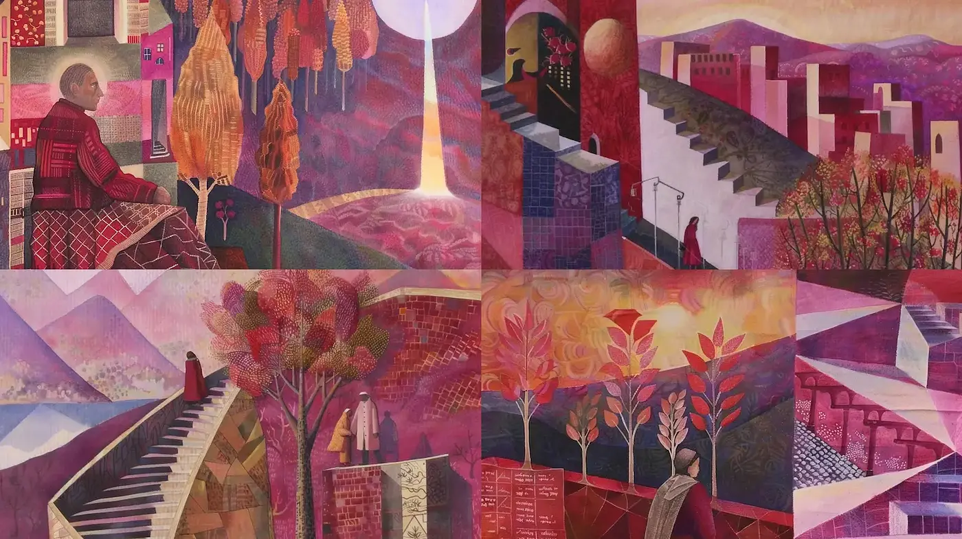 Unified stylistic essence with reminiscent textures and harmonious colors - Midjourney sref style