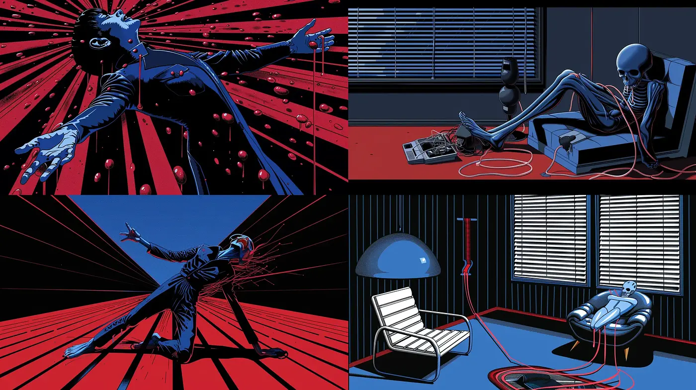 Futuristic Noir with Vibrant Contrasts - Midjourney sref style