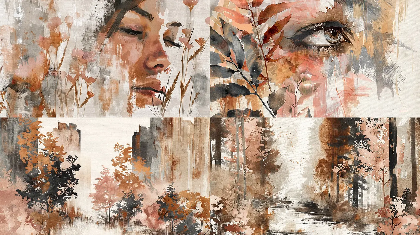 Whimsical Aquarelle Dreamscape: A Fusion of Watercolor Serenity and Rustic Charm - Midjourney sref style