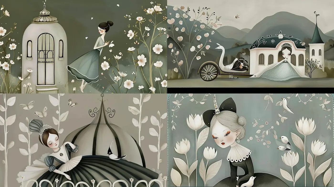 Enchanting Whimsy of Monochromatic Botanicals - Midjourney sref style