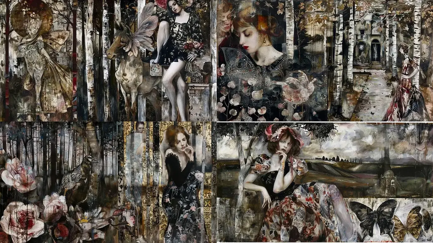 Mysterious and Lush Surrealism with a Vintage Touch - Midjourney sref style