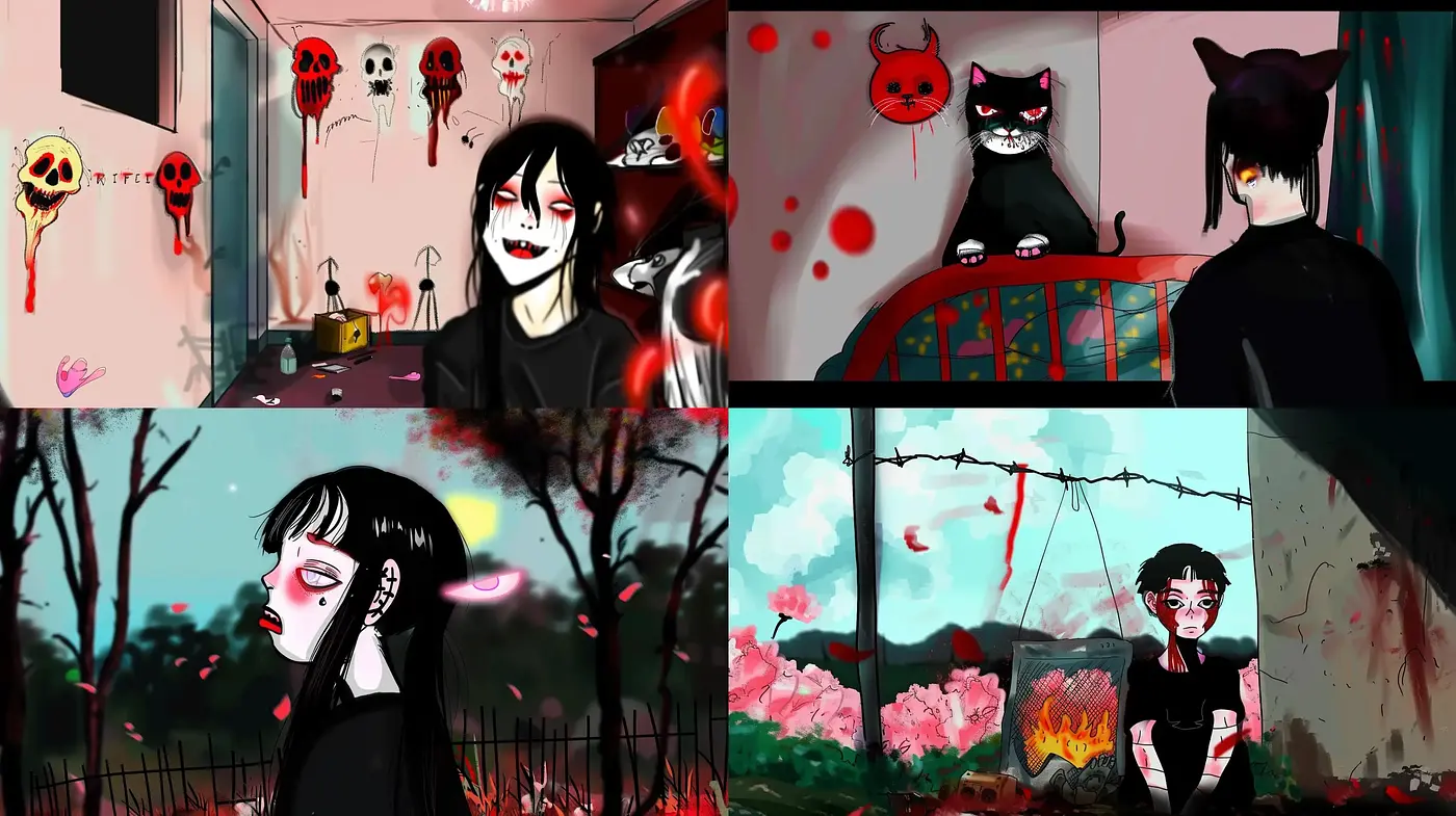 Gothic Anime-Inspired Digital Brushwork - Midjourney sref style