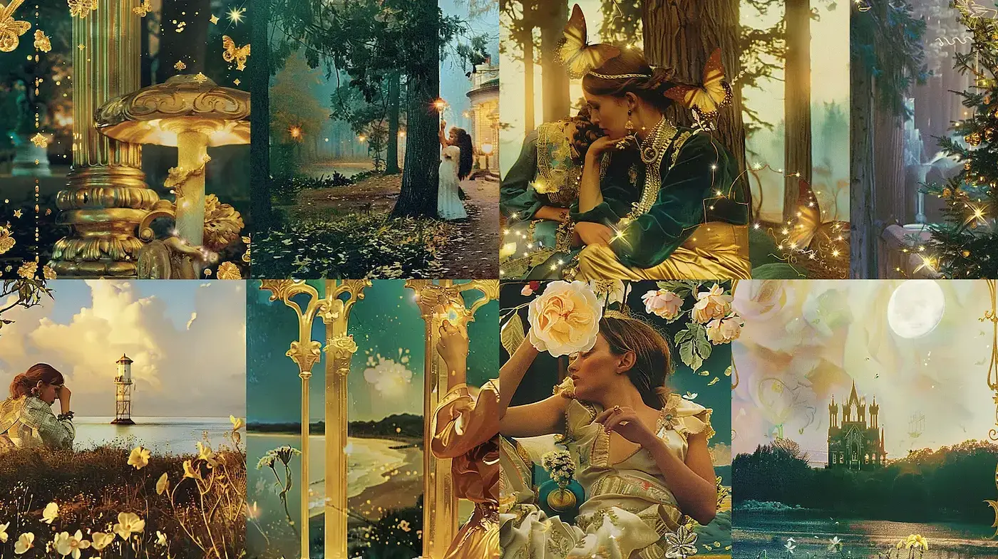 Dreamy Ethereal Aesthetic with Whimsical Elements and Nature Inspirations - Midjourney sref style
