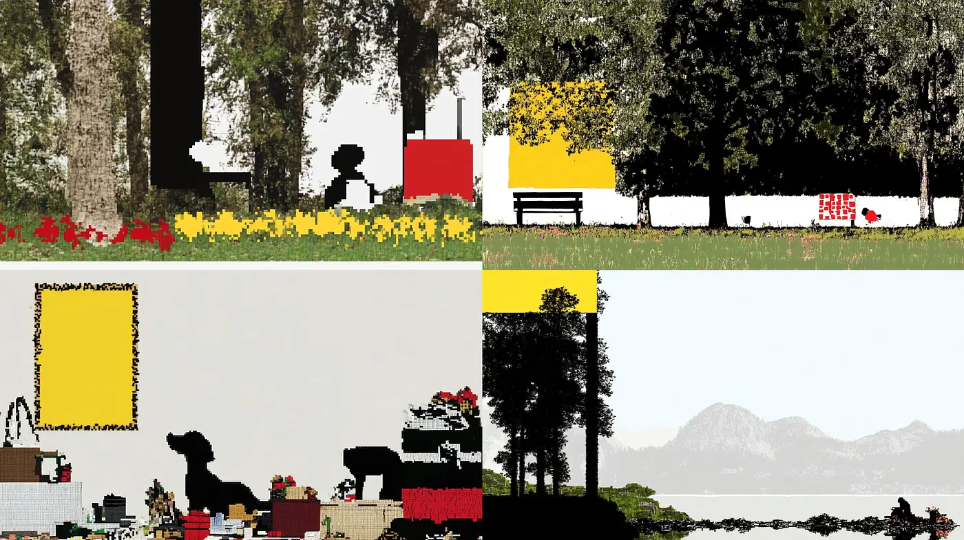 Pixelated Serenity: A Digital Mosaic of Nature and Tranquility - Midjourney sref style