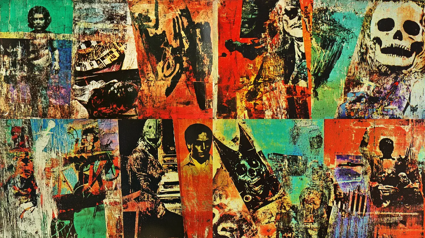 Eclectic Fusion of Abstract Expressionism and Grunge Art - Midjourney sref style