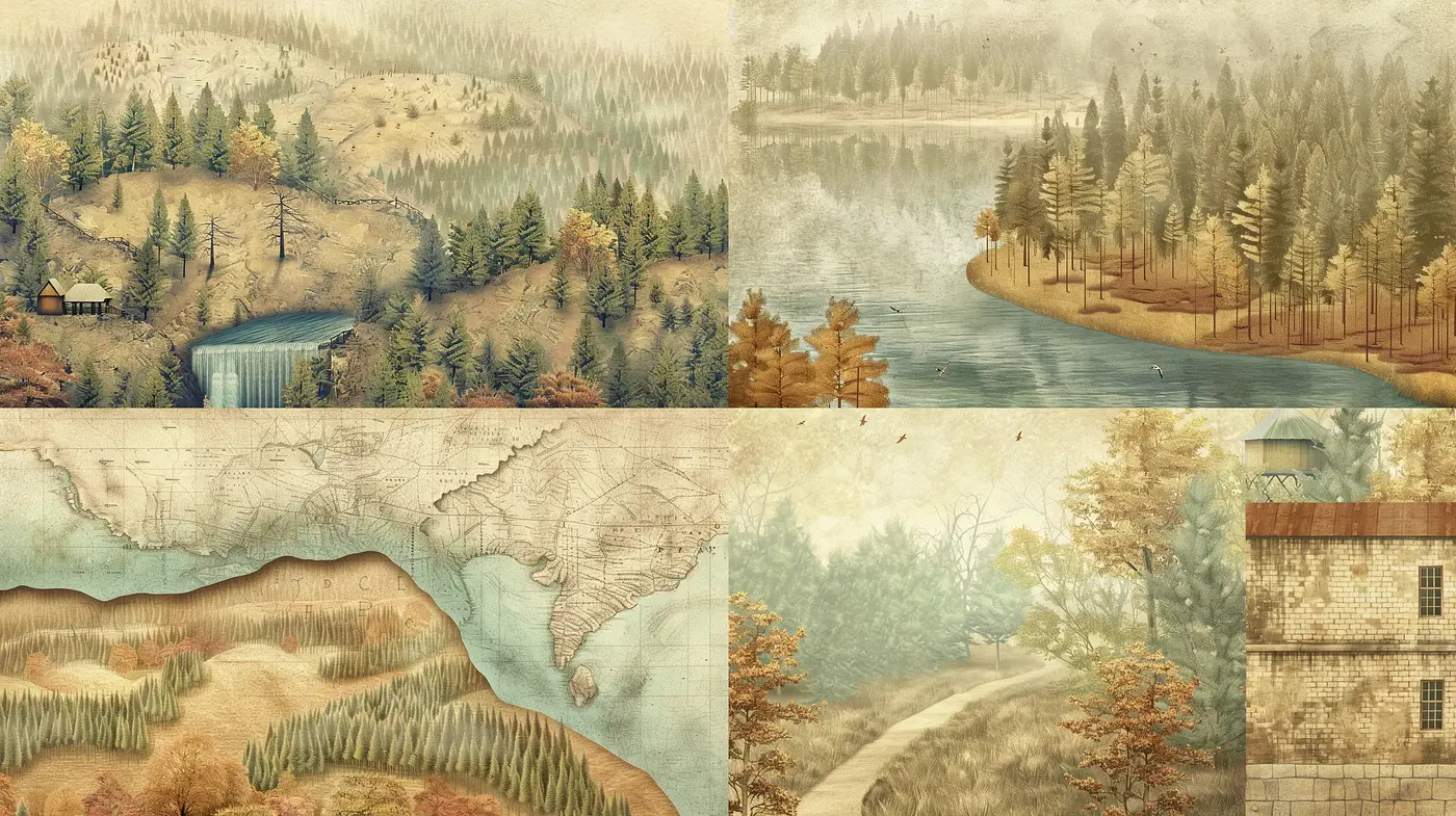 Time-Faded Cartographic Elegy - Midjourney sref style