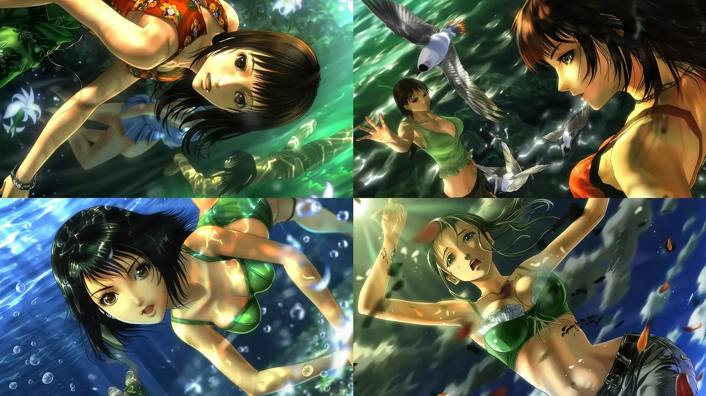 Underwater Dreamscape with Animated Realism and Luminous Hues - Midjourney sref style