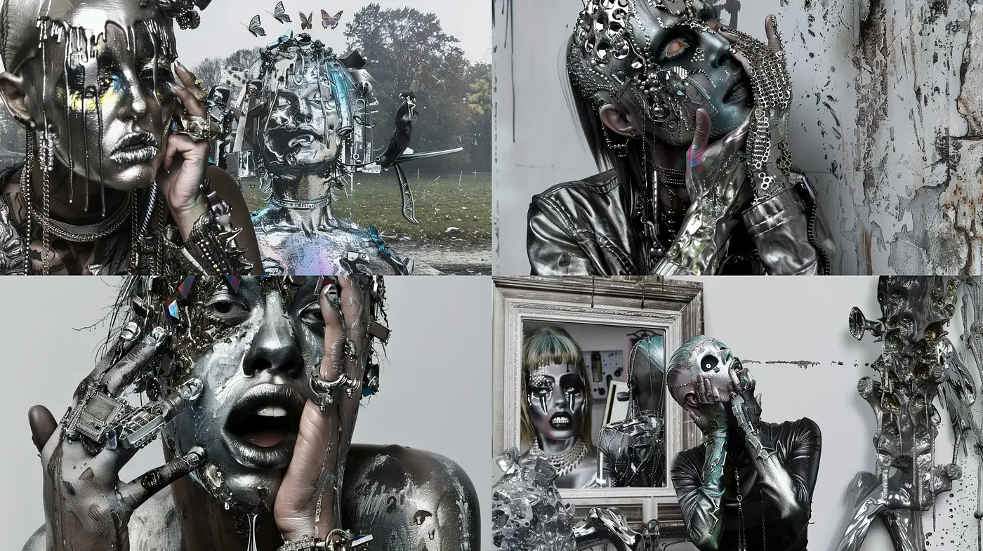 Futuristic Metallic Melancholia - Midjourney sref style