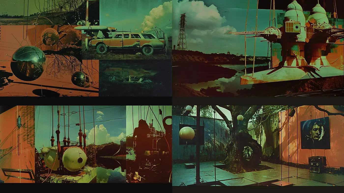 Dystopian Retrofuturism with a Surrealist Flair - Midjourney sref style