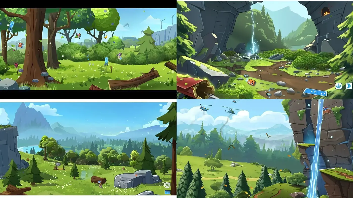 Serene Pastoral Landscapes with Vibrant Animation Flair - Midjourney sref style