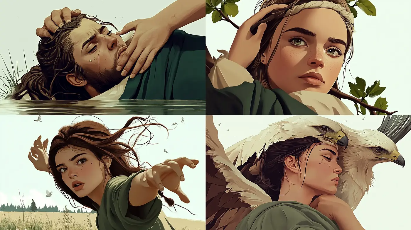 Emotive Graphic Novel Illustration with Natural Overtones - Midjourney sref style