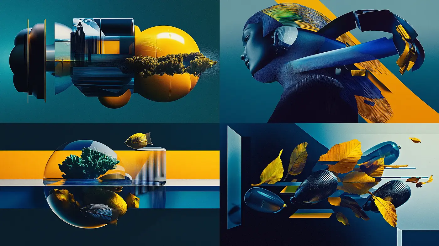 Futuristic Elegance with Surreal Contrasts and Sleek Mood - Midjourney sref style