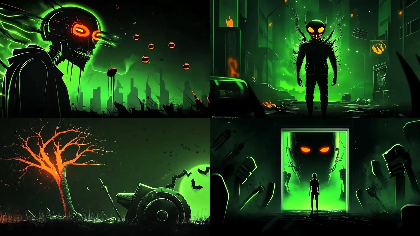 Neon Dystopia: A Stylistic Symbiosis of Cyberpunk and Noir - Midjourney sref style