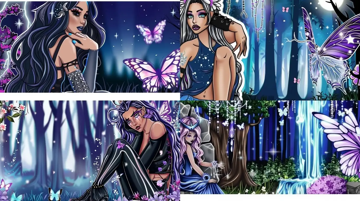 Enchanted Nocturnal Elegance: A Fantasy Art Fusion - Midjourney sref style