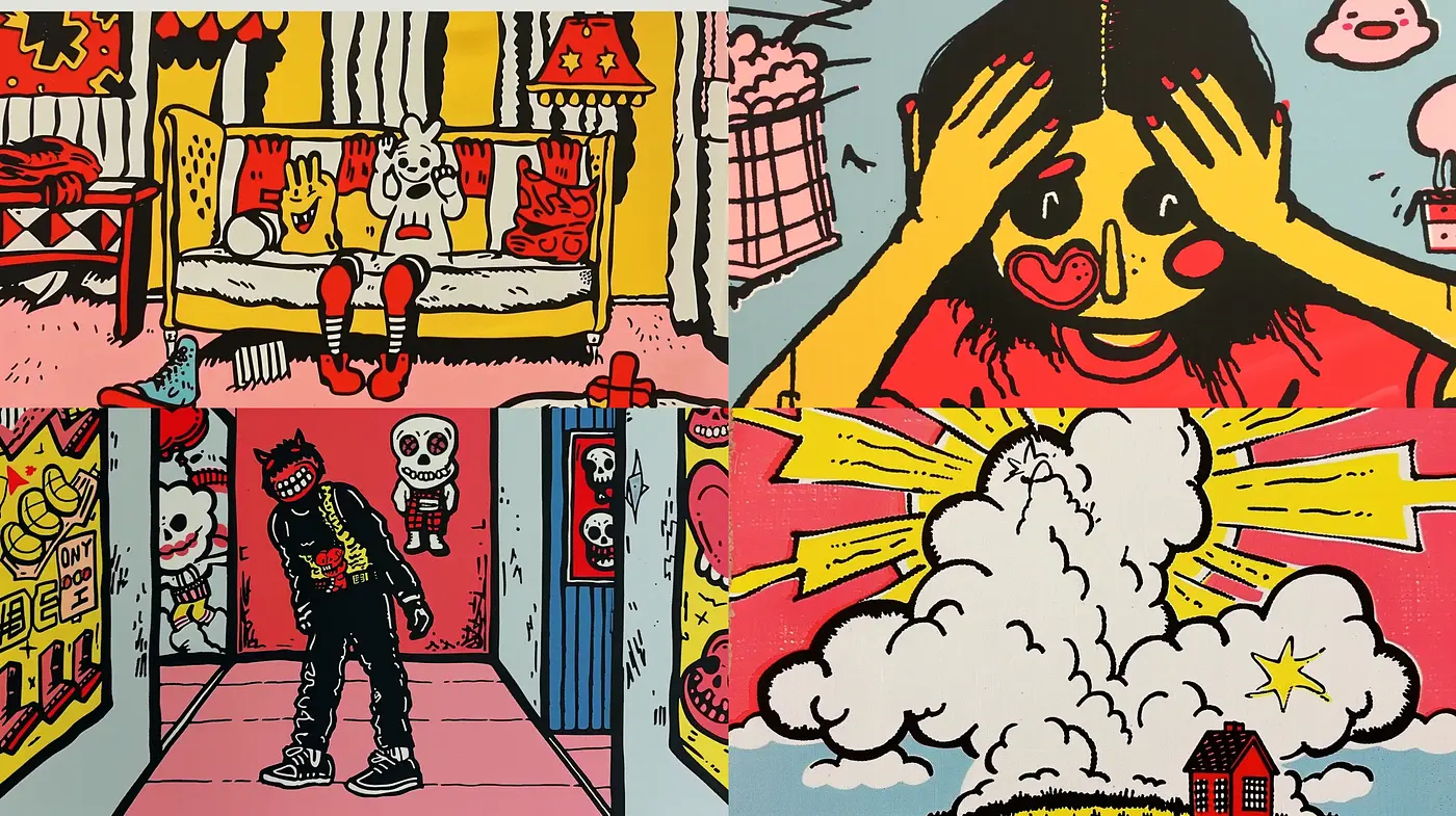 Whimsical Pop Art Fusion with Bold Outline Emphasis - Midjourney sref style