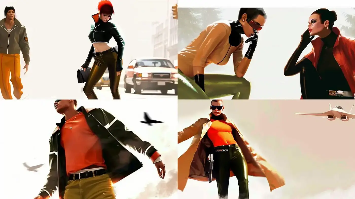 Futuristic and Stylized Character Design with Dynamic Composition - Midjourney sref style