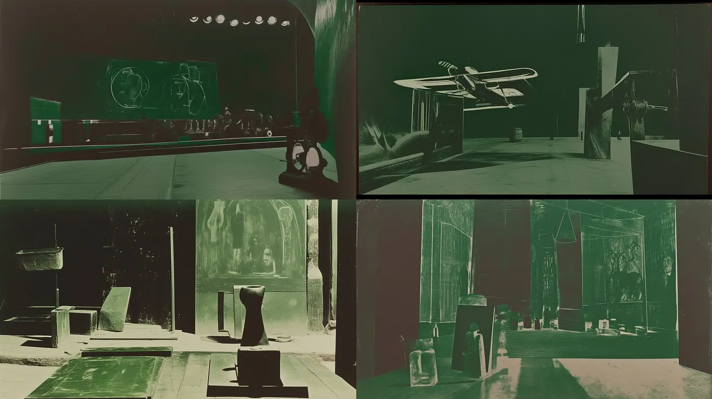 Moody Monochromatic Green Noir: A Consistent Tale of Shadows and Solitude - Midjourney sref style