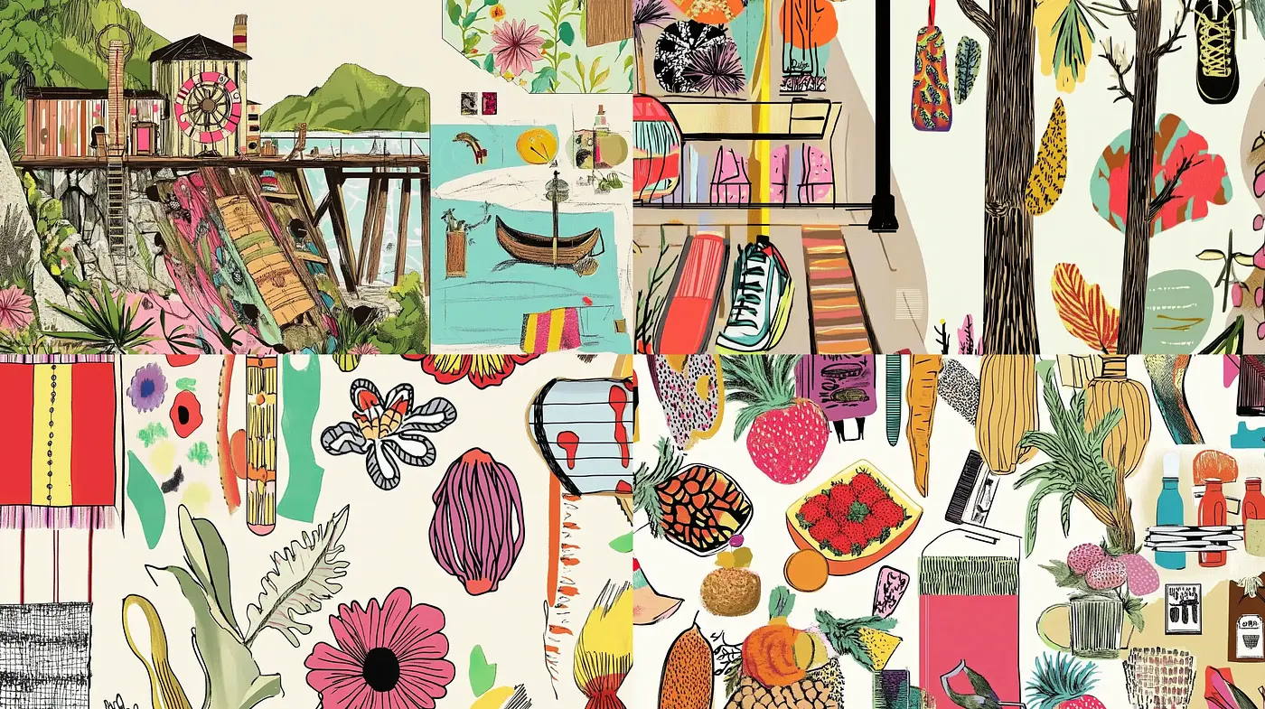 Eclectic Fusion of Pastel Retro Patterns with a Modern Twist - Midjourney sref style