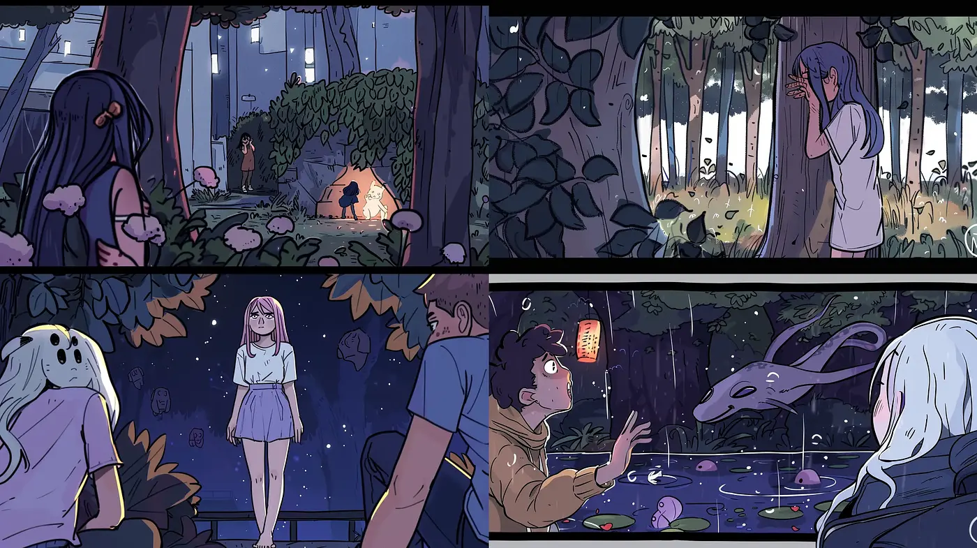 Twilight Serenity in Stylized Digital Illustrations - Midjourney sref style
