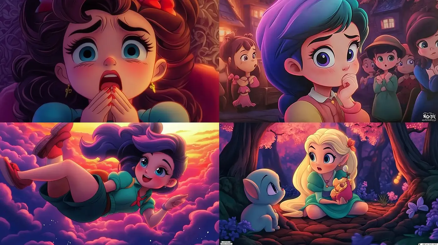 Twilight Dreamscape: A Fusion of Vibrant Storybook Illustration Techniques - Midjourney sref style