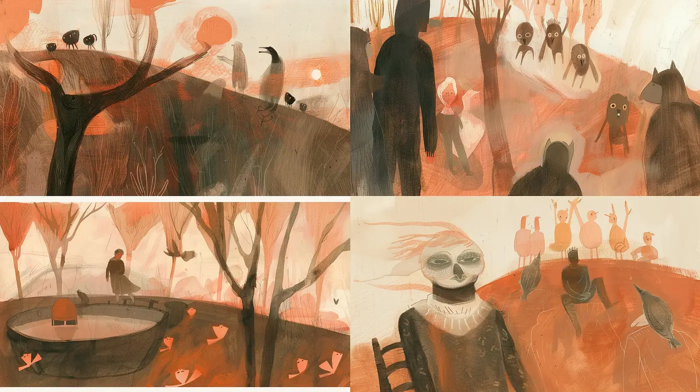 Ethereal Autumnal Whispers: A Consistent Exploration of Surreal Environments and Characters - Midjourney sref style