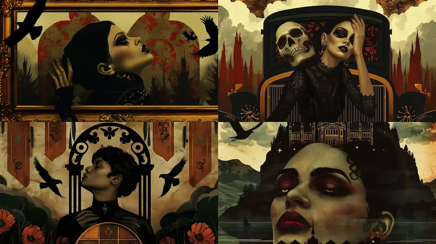 Dark and Enigmatic Gothic Aesthetics in Digital Art - Midjourney sref style