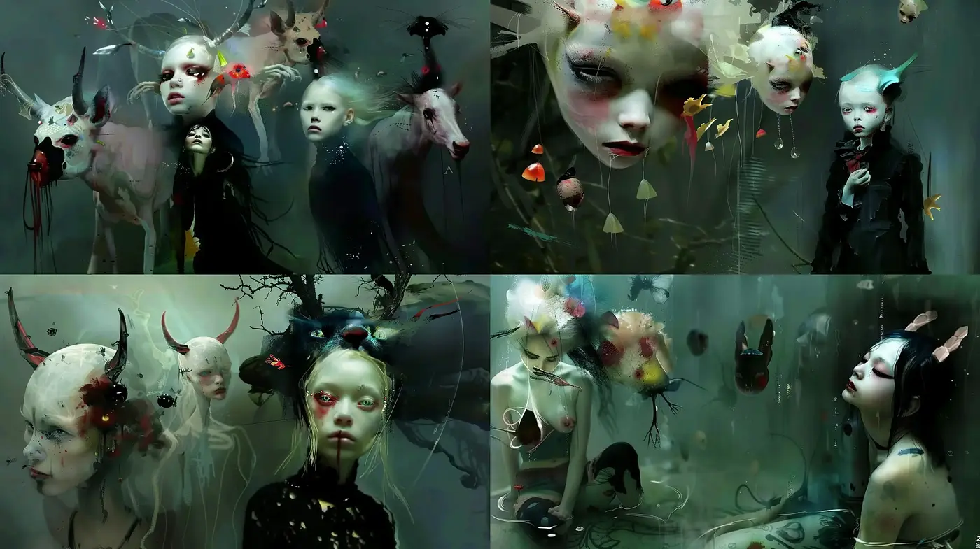 Ethereal Aquatic Dreamscape: An Artistic Fusion of Surrealism and Contemporary Fantasy - Midjourney sref style