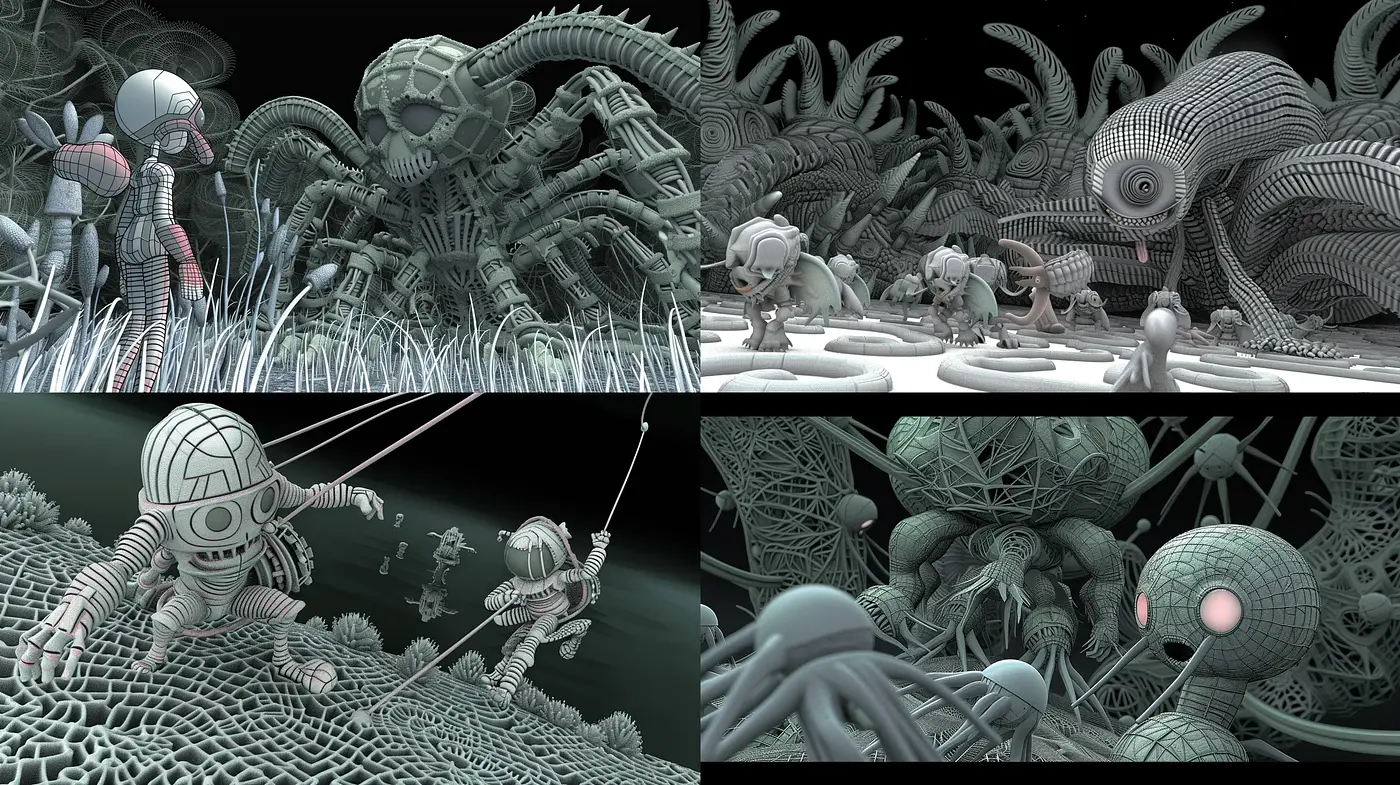 Futuristic Biomechanical Dreamscape - Midjourney sref style