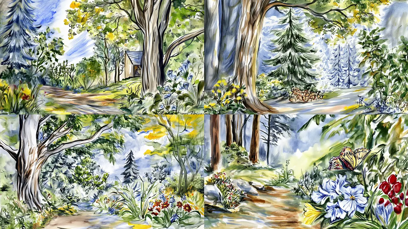 Consistent Pastoral Vignettes: An Idyllic Watercolor Series - Midjourney sref style