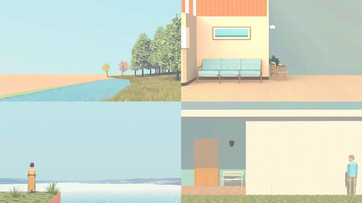 Serene Pastel Reverie: A Harmonious Exhibition of Subdued Tones and Simplified Forms - Midjourney sref style