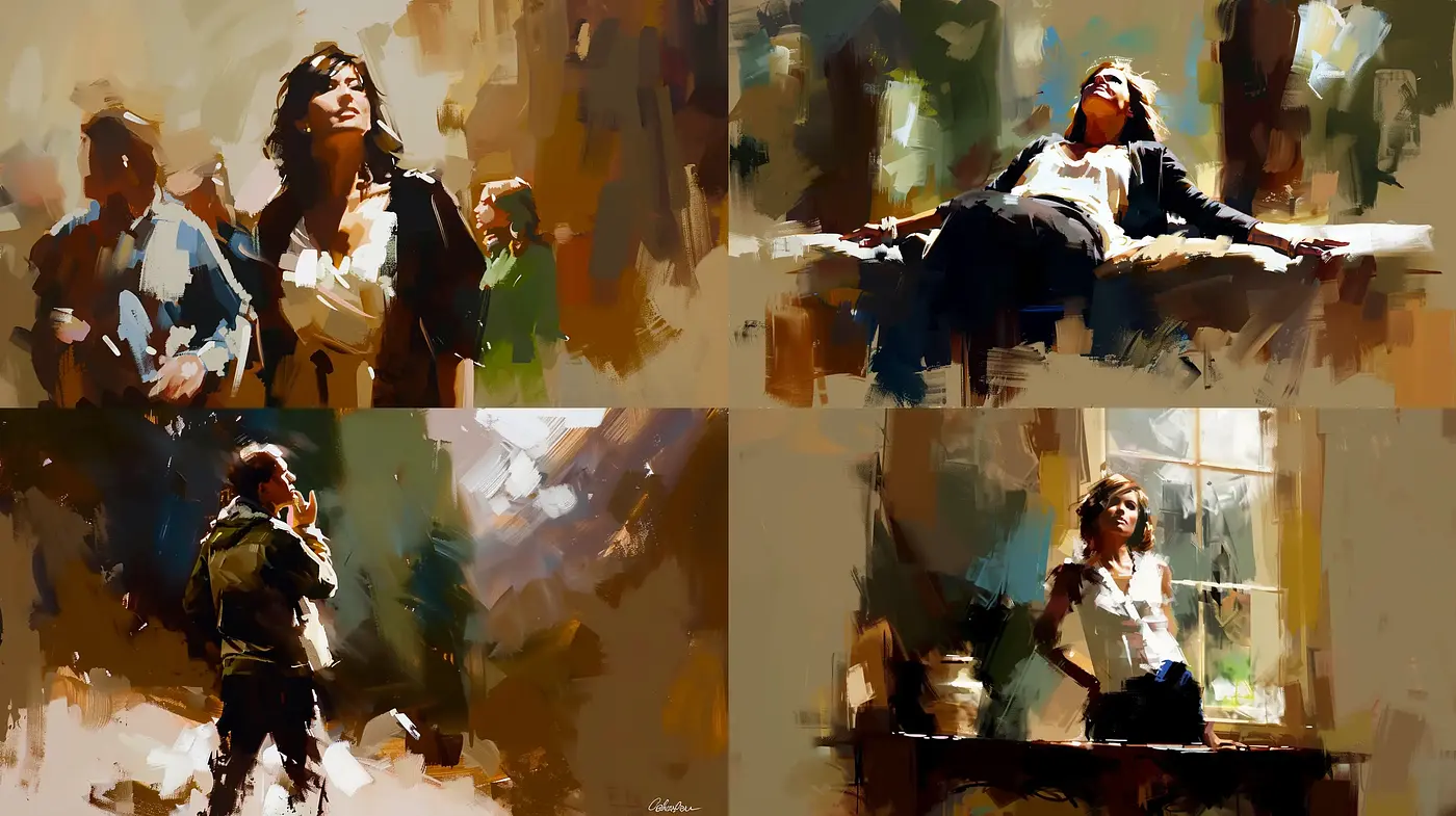 Luminous Brushwork Vignettes with an Impressionist Undertone - Midjourney sref style