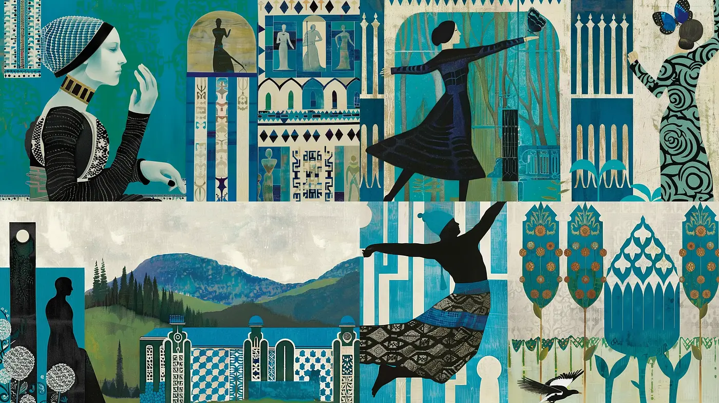 Stylized Mosaic Elegance with Art Nouveau Echoes - Midjourney sref style