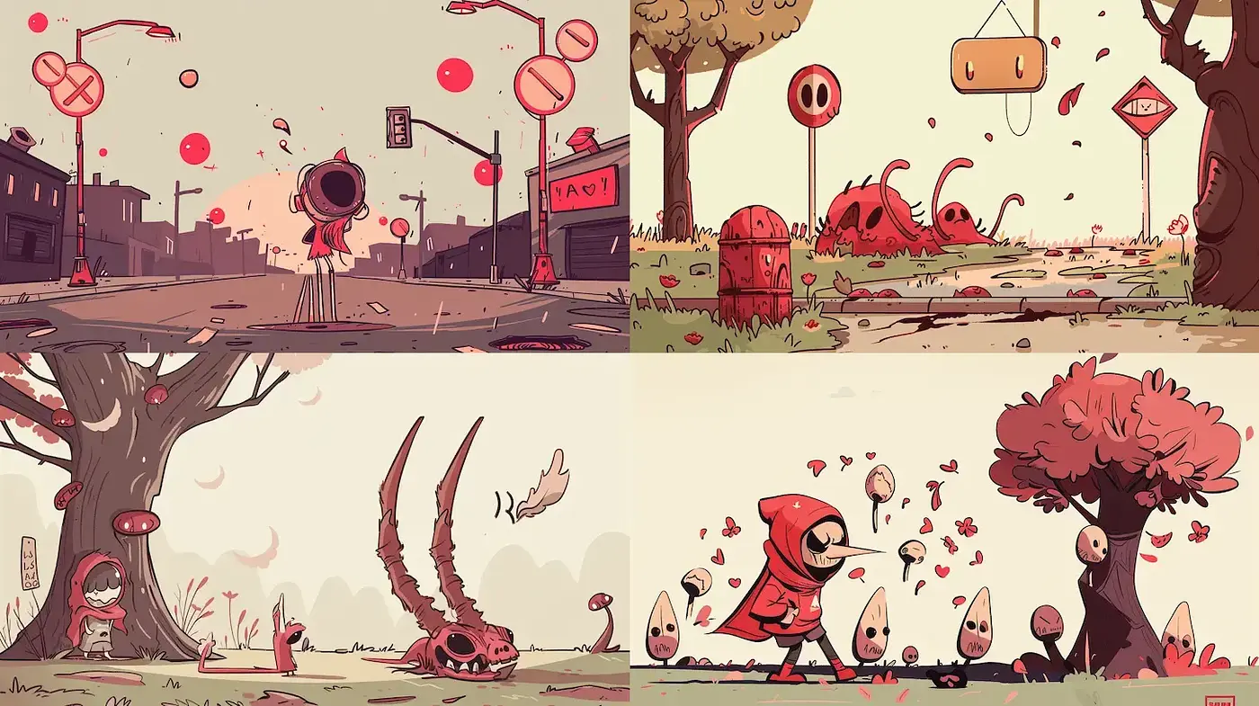 Whimsical Post-Apocalyptic Serenity in Stylized Illustration - Midjourney sref style
