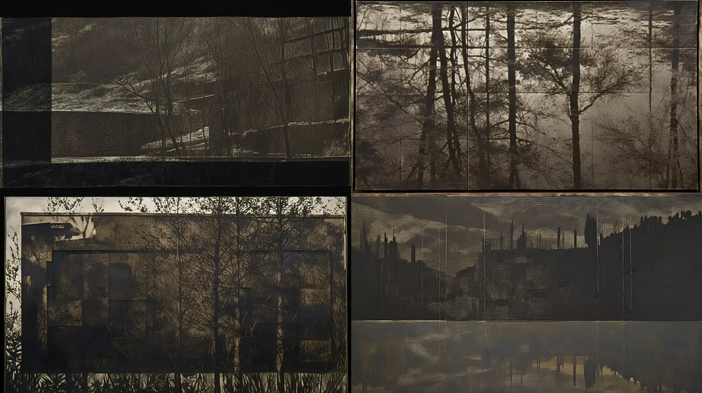 Sepia-Soaked Shadows: A Homage to Textured Monochromatic Serenity - Midjourney sref style