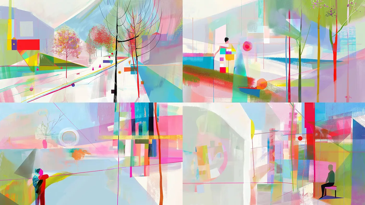 Abstract Synthesis of Urban Serenity - Midjourney sref style