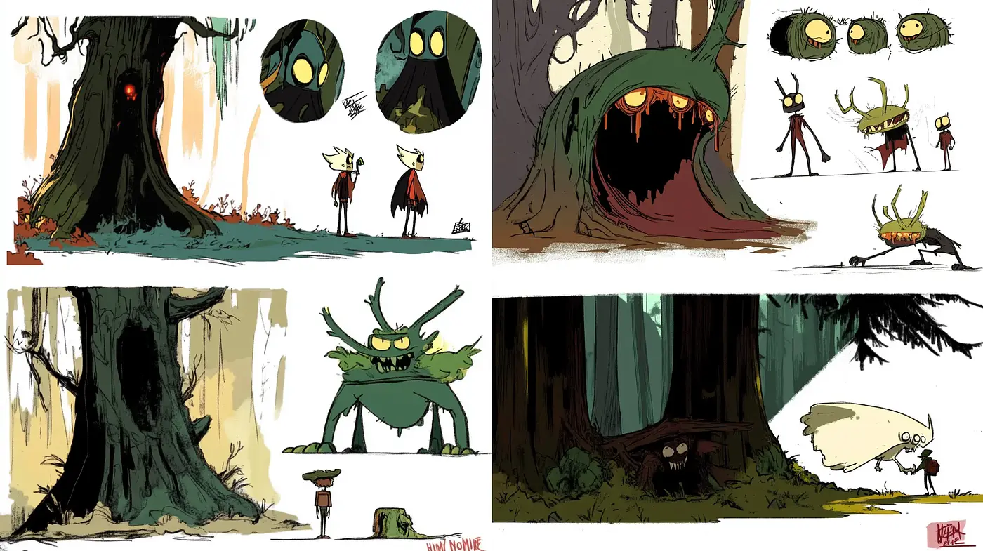 Whimsical Forest Nocturnes: A Fusion of Enchanted Illustration Styles - Midjourney sref style