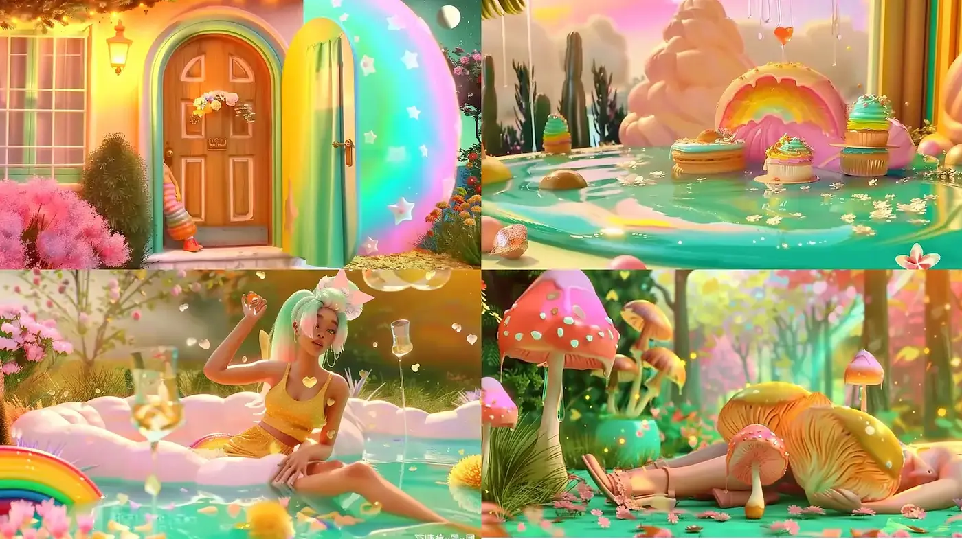 Dreamlike Whimsy with a Playful and Colorful Aesthetic - Midjourney sref style