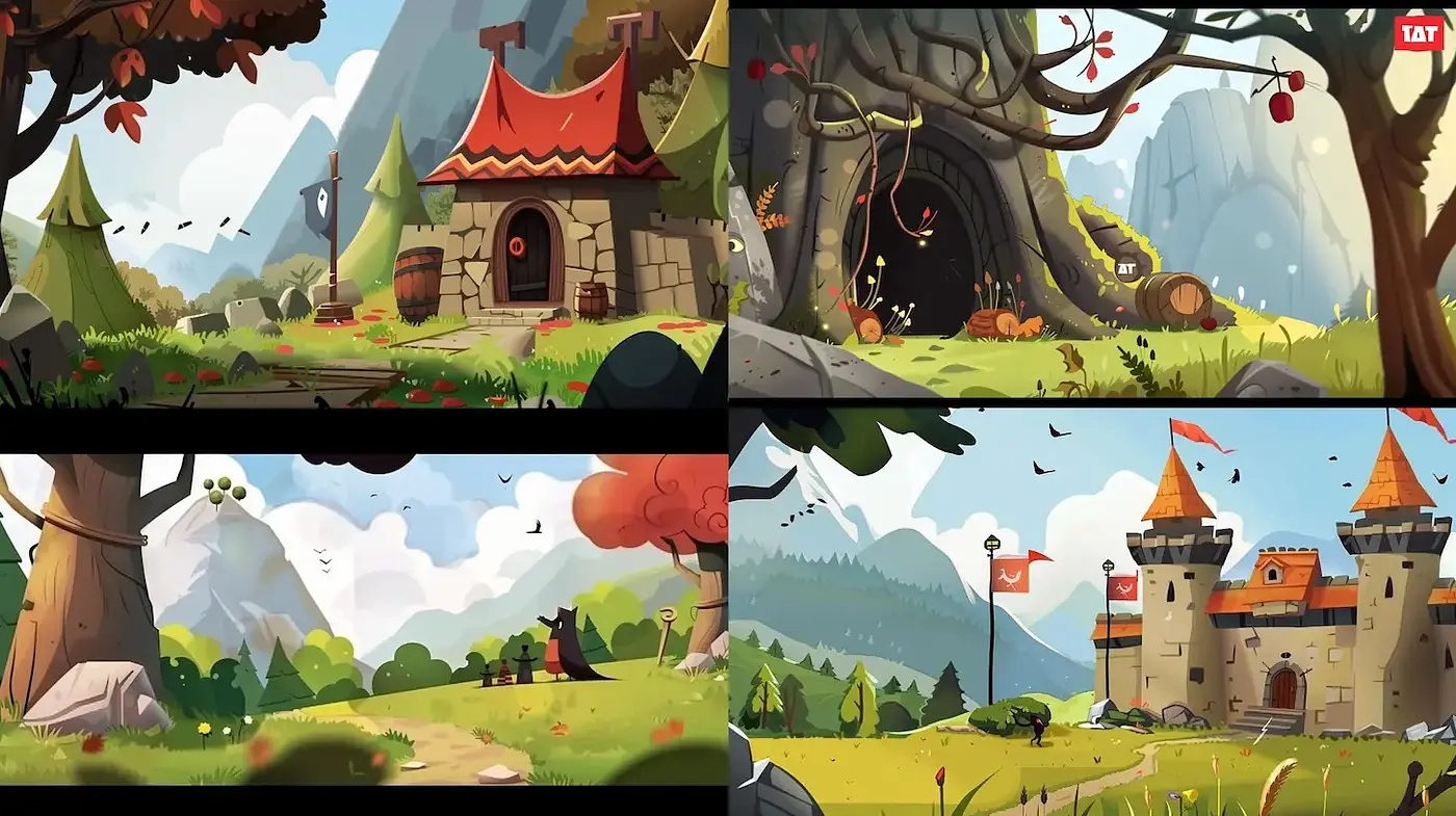 Charming and Whimsical Landscape Illustrations with a Playful Aesthetic - Midjourney sref style
