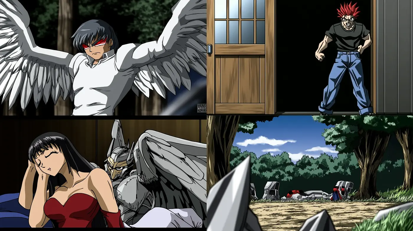 Consistent Anime-Inspired Visuals with a Dark Palette and Bold Line Work - Midjourney sref style