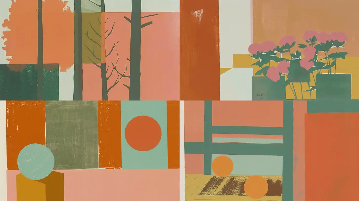 Contemporary Abstract Composition with Bold Colors and Shapes - Midjourney sref style