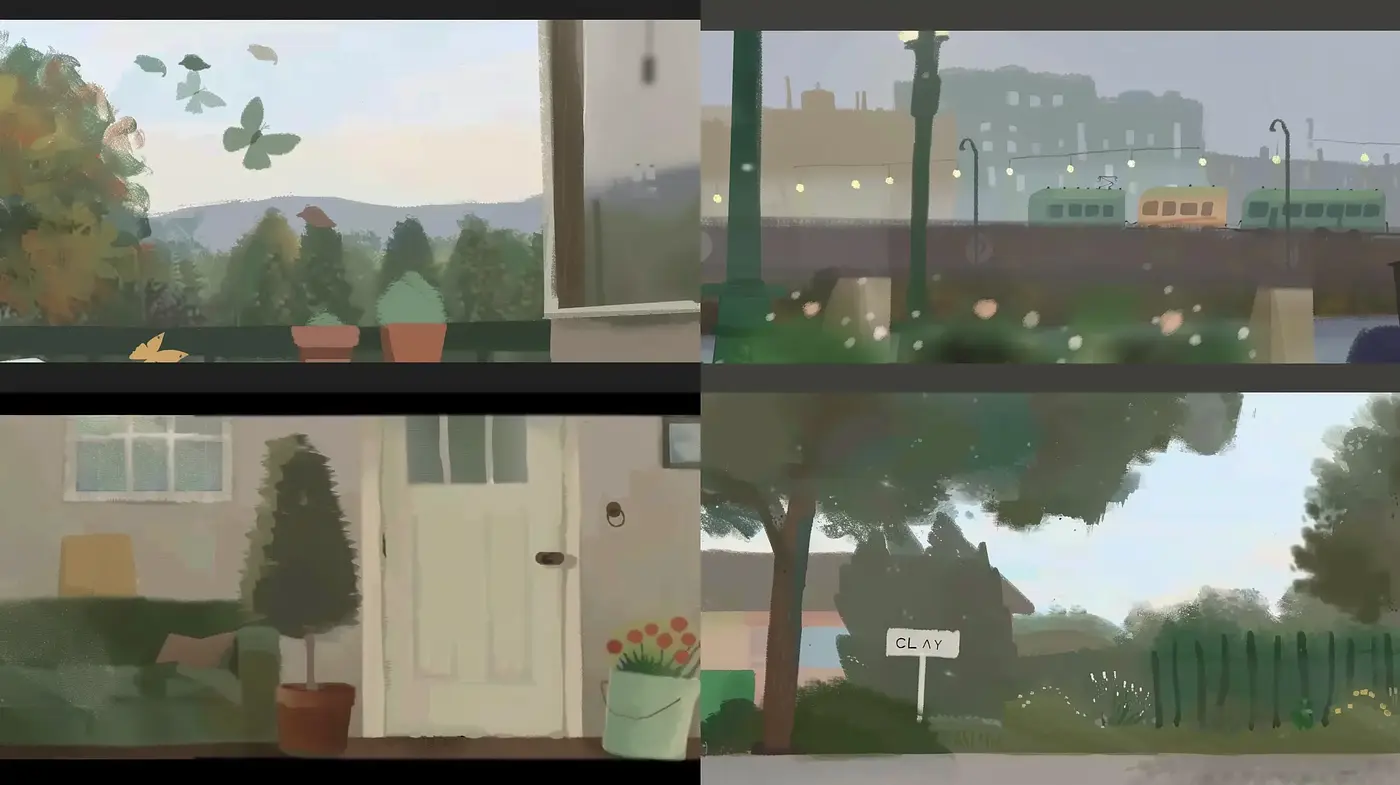 Muted Pastoral Serenity: A Study in Subdued Tonality and Simplified Forms - Midjourney sref style