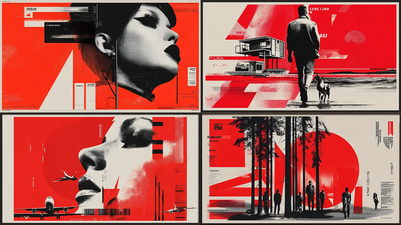 Bold and Dynamic Graphic Design with a Retro Aesthetic - Midjourney sref style